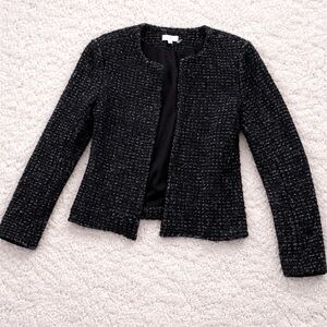 Elan Black Textured Tweed Open Front Blazer Jacket Women’s Medium